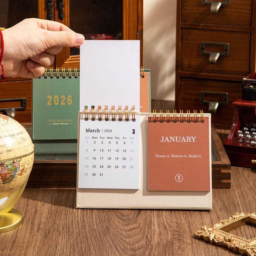 Double Row 2026 Desk Calendar Portable Daily Planner Simple Mini Calendar Office School Supplies