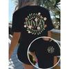 Europäische Größen Blumen Mimzy Botanische Buchstaben Mit Gänseblümchen Damen Bequemes T-Shirt | Rundhalsausschnitt, Leichte Dehnbarkeit, Lässiger Stil für Frühling/Sommer