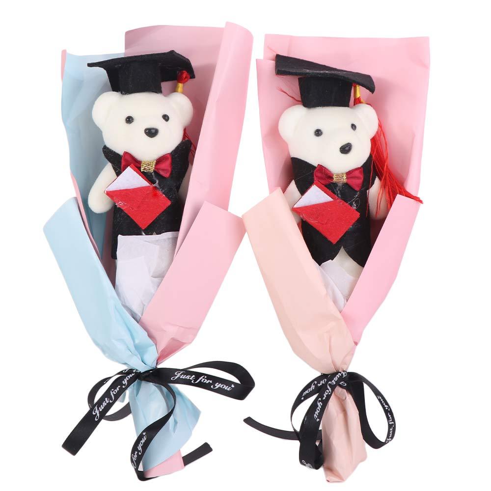 Lovely Bear Plush Bouquet Chic Graduation Gift Animal Bouquet Doctoral Bear Toy  Valentine'S Day