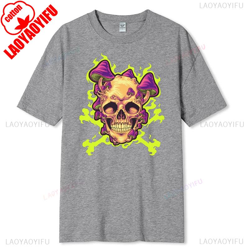 Skull Graphic Tshirt Unisex Cotton Short Sleeve Casual Round Neck Breathable New Arrival Retro Halloween Apparel Softstyle Tee