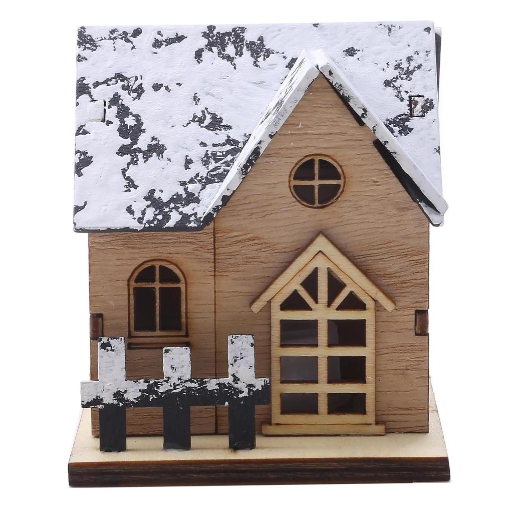 LED Light Mini Wood House Model Luminous for Christmas Christmas Houses DIY Festive Wooden House Ornaments Kids New Year Gifts