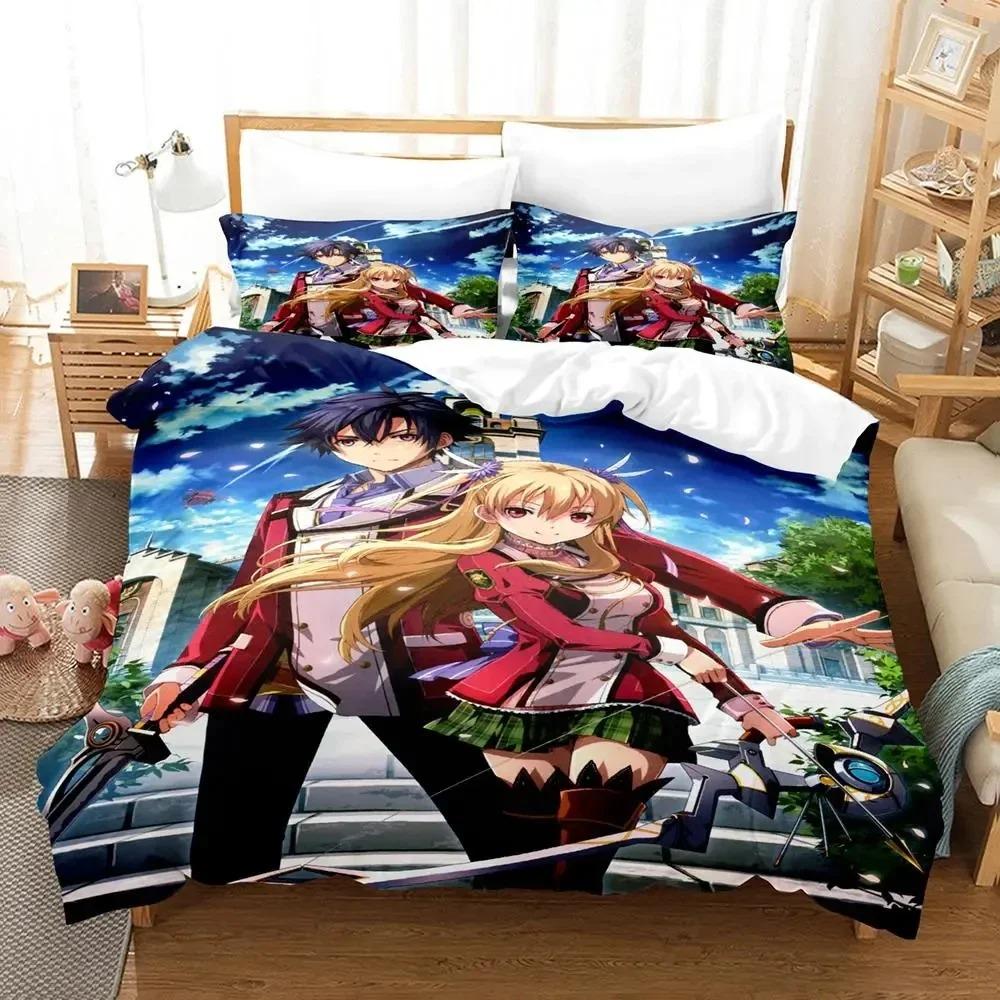 Anime Legend of Heroes Bettwäscheset Bettbezug Bettset Steppdeckenbezug Kissenbezug Steppdecke King Queen Größe Jungen Erwachsene Bettwäscheset A