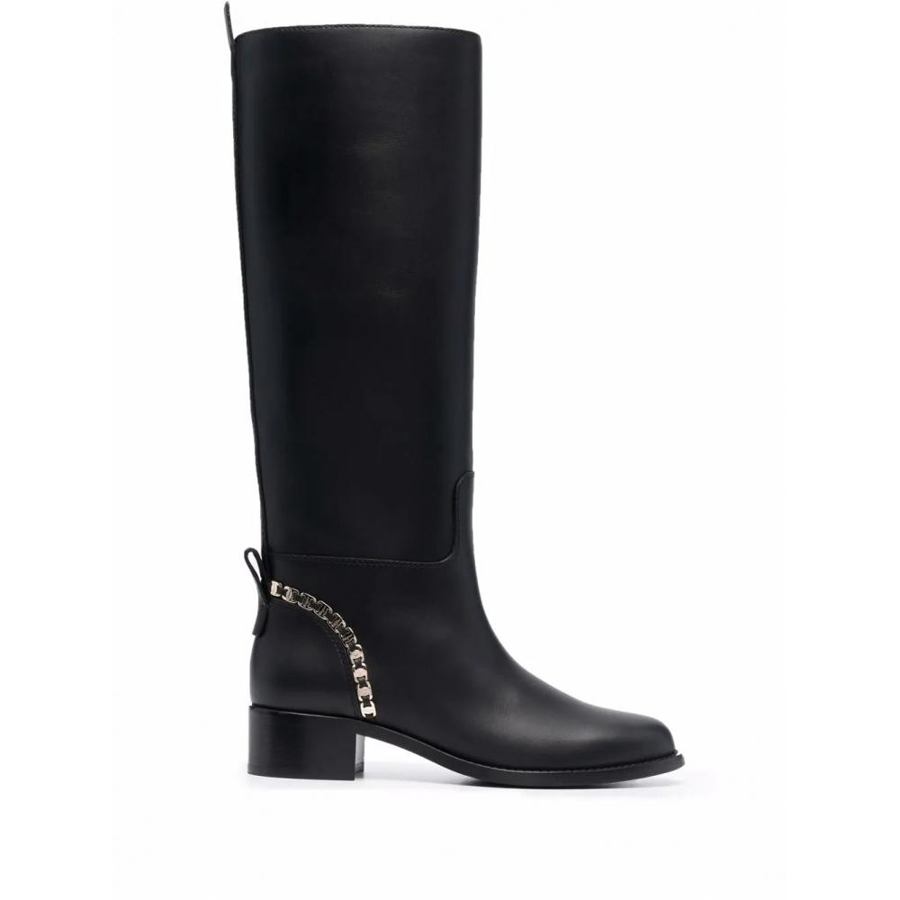 Salvatore Ferragamo Ferragamo Vara Chain Knee High Boots Black