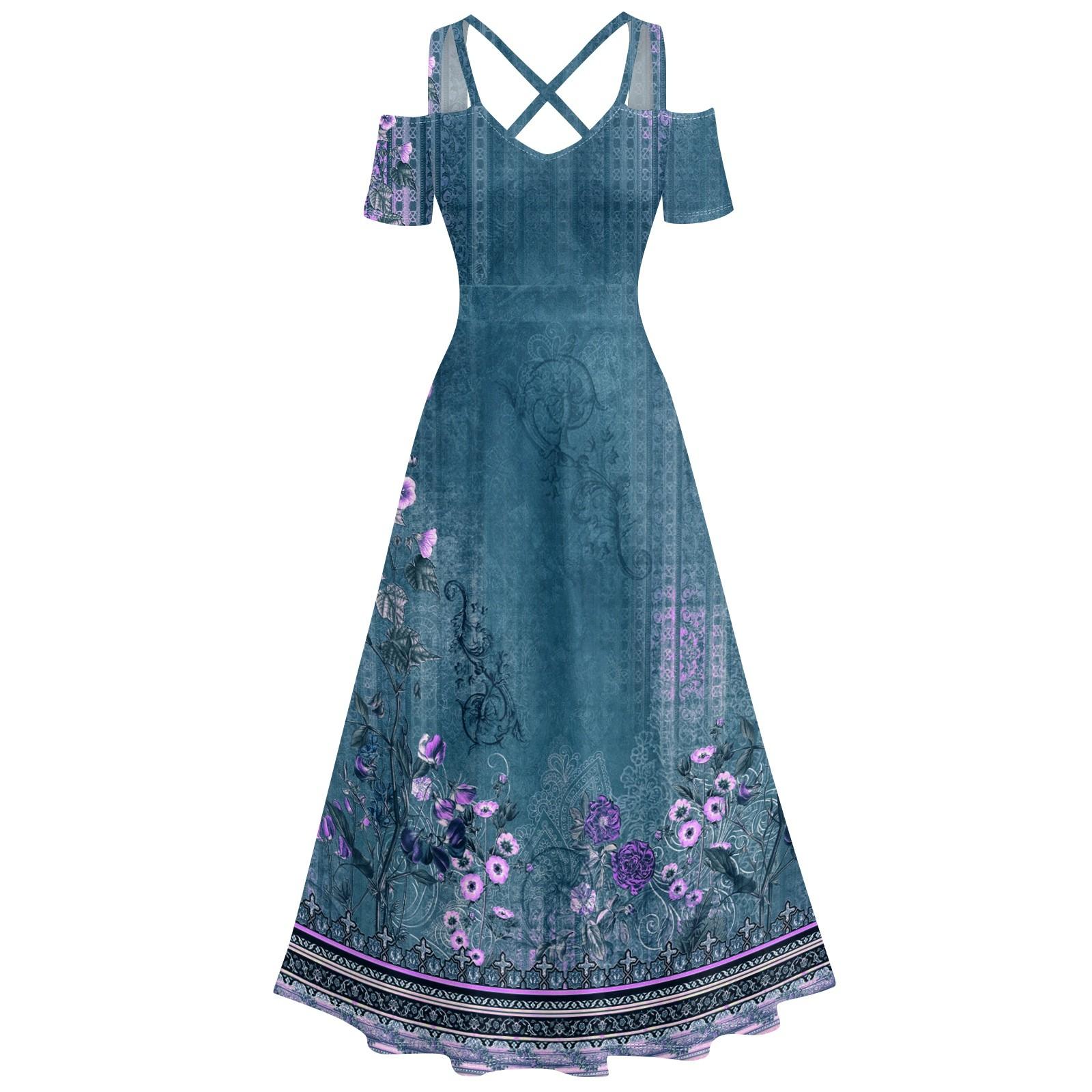 

Женское повседневное и модное платье с принтом, сексуальное, на подтяжках, ретро, большое платье-качели XL синий