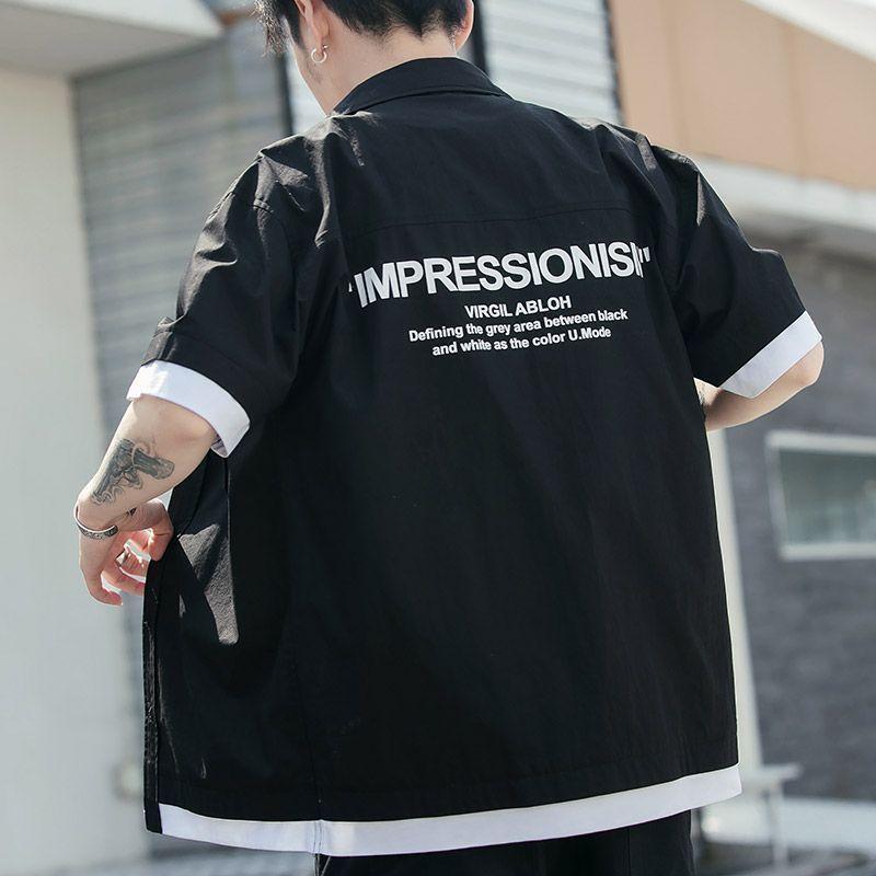 

Мужские рубашки, летняя рубашка-карго, свободные мужские топы с короткими рукавами и отворотами в стиле ретро, ​​рабочая рубашка, повседневные топы с карманами и половиной рукава 3XL чёрный