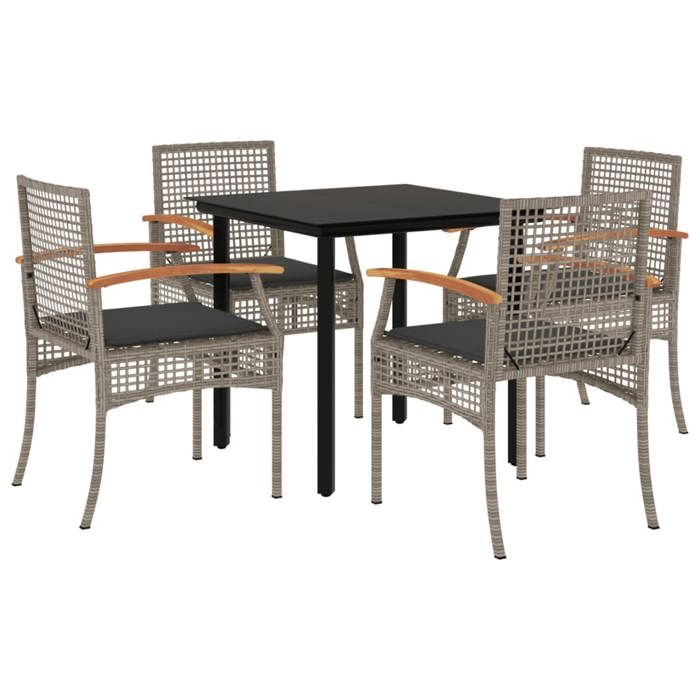 VidaXL Ensemble à Manger de Jardin avec Coussins 5 pcs, Table et Chaise de Terrasse, Meubles de Patio, Mobilier d'Extérieur, 3213618