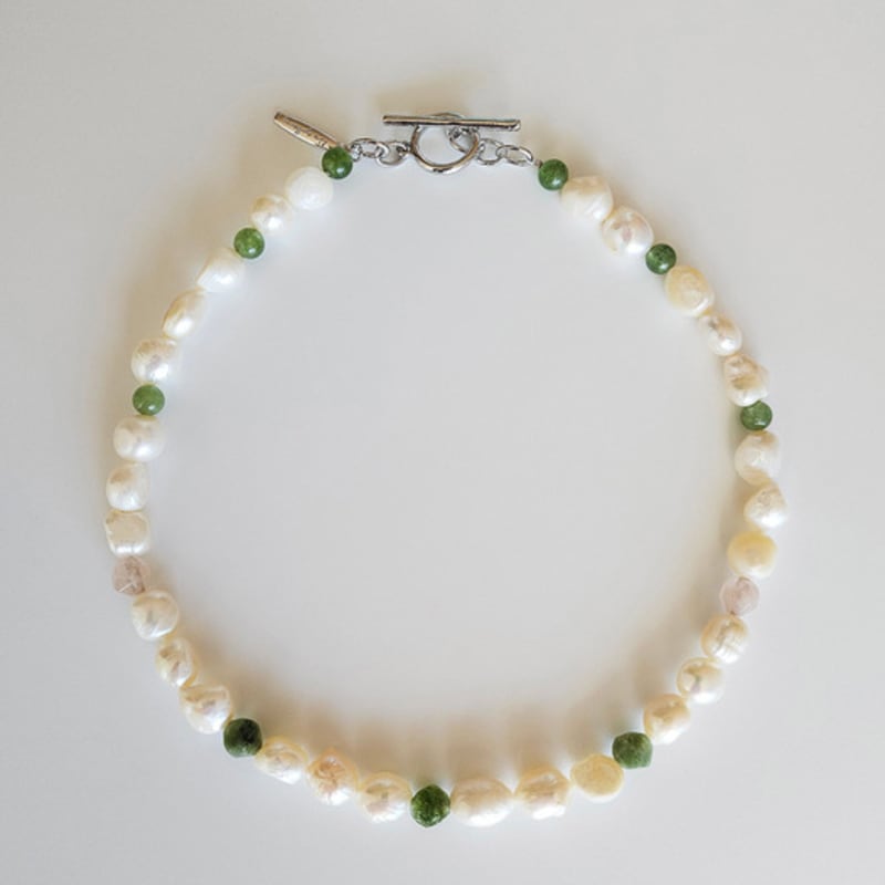 

Eliz by Lizgallery Green Tourmaline Baroque Pearl Necklace green