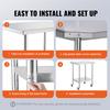 SucceBuy Stainless Steel Work Table with Wheels 3 Adjustable Height Levels Heavy Duty Food Prep Worktable for Commercial Kitchen