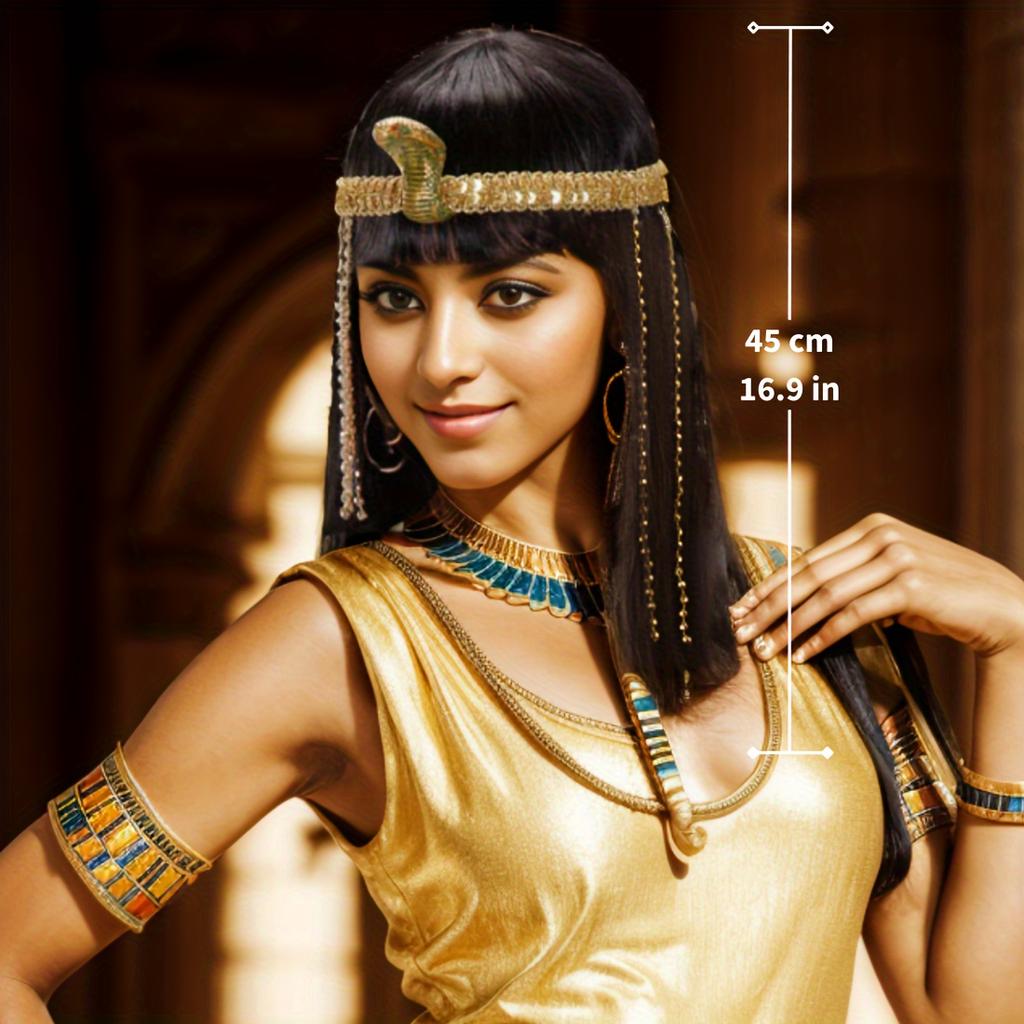 Fashion Egyptian Queen Heat Resistant Synthetic Wig Short Straight Snake Headband Women's Cosplay Party