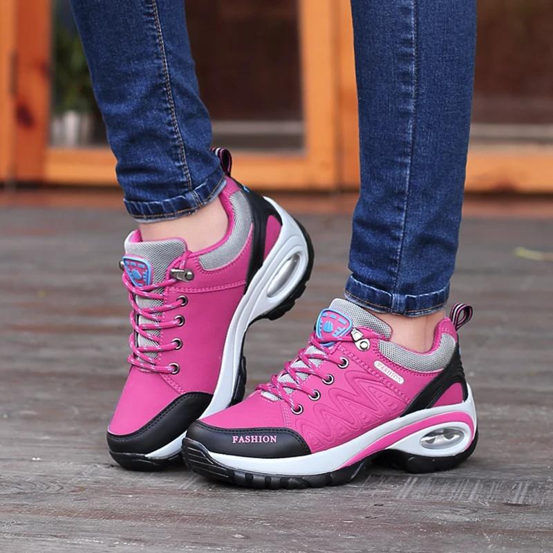 Fashion Running Sneakers Women Air Cushion Casual Shoes Outdoor Sneakers Gym Jogging Tennis Trainers Fashion Sport Lace Up Wedge Sports