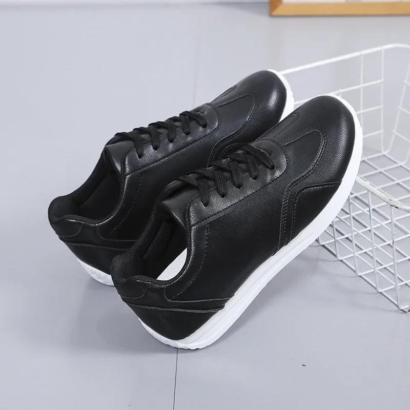White Leather Sneakers Sport Vulcanized Shoes Comforthable Spring Sneakers Casual Shoes  Fashion School Tennis Flat Shoes