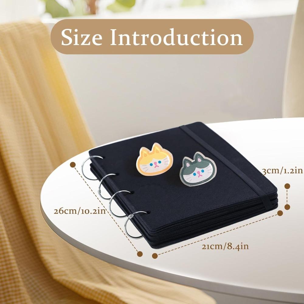 Black Pin Display Binder Felt Page Pin Binder for Cleectors Enamel Pin Display Book