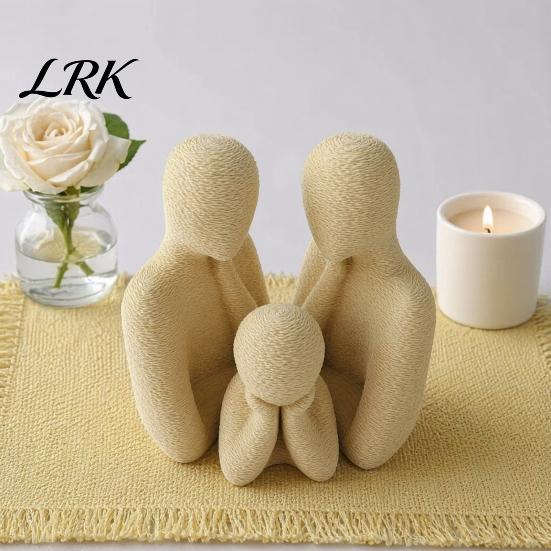 Parents And Kid Statue 3D Printed Family of 3 Figurines, Creative Ornaments for Home Decor, Meditation Figurines Compact Nordic Style Sculpture