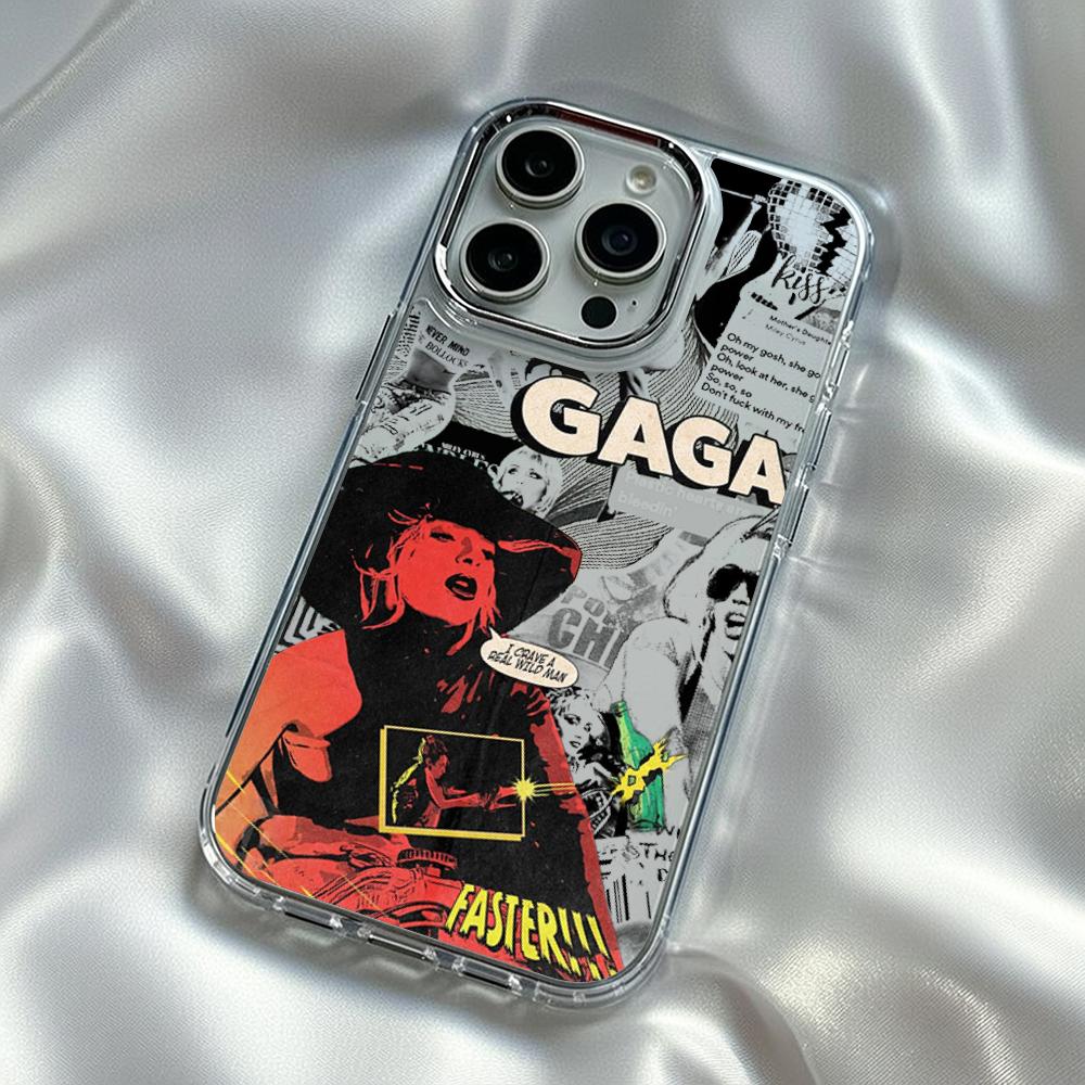 

Hot singer Lady gaga mayhem poster Phone Case For iPhone17 16 15 14 13 12 Pro Max Plus Electroplated Transparent phone case iPhone 16 Pro Max