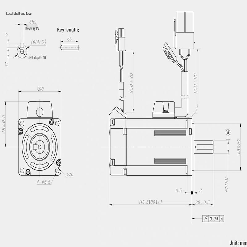 Hecuan 750W 2-Phase Servo Motor