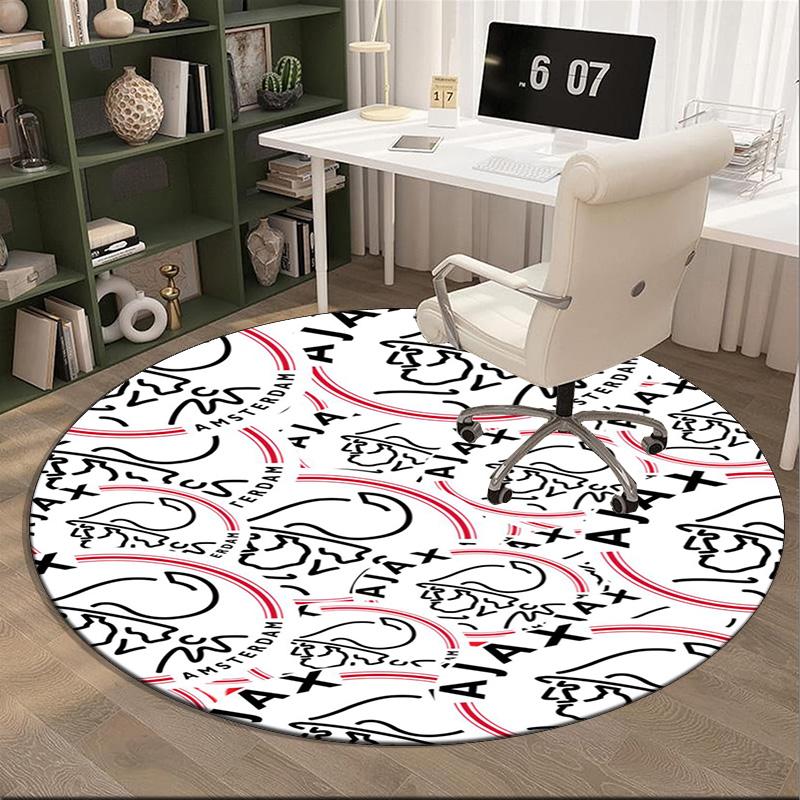 AFC Ajax Emblem Design Round Rug for Livingroom,Bedroom, Palyroom, Chair Rug, Area Rug, Circle Carpet, Large Size Fan Christmas Gift