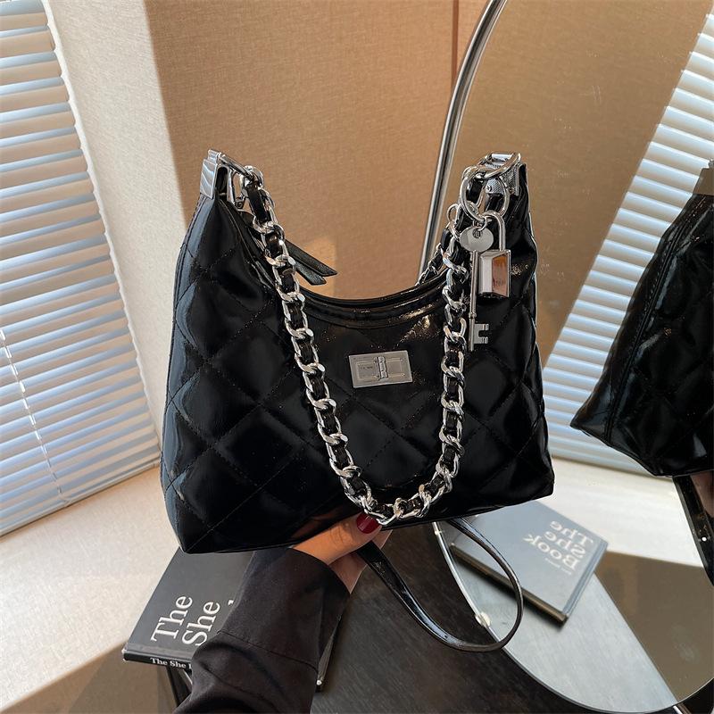 New Fashion Light Luxury Simple Solid Color Embroidery Thread Diamond Hippie Bag Shoulder Crossbody Trendy Women's Bag