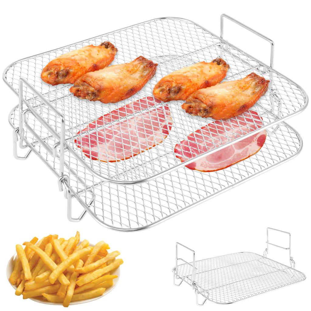 Air Fryer Rack Edelstahl Grill Dörrgestelle Air Fryer Stapelbarer Dampfgarer Bräter Küchenzubehör Kochutensilien