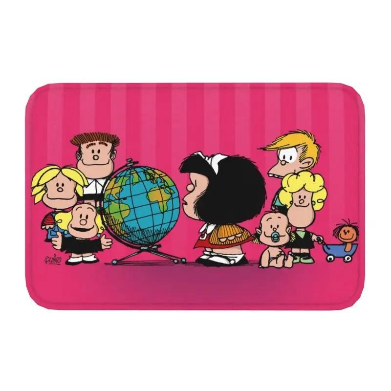 Cartoon Hübsches Mädchen Fußmatte Retro Mafalda Manga Vorderer Boden Eingangsbereich Matte Quino Manga Cartoon Badezimmer Teppich Küchenmatte