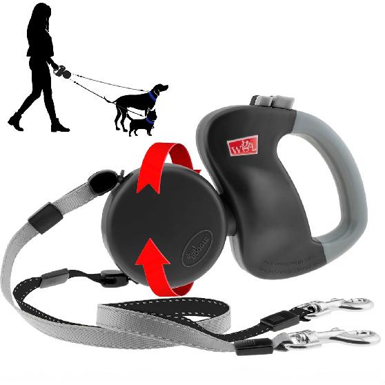WIGZI - 2025 Enhanced Edition - Dual (2) Dog Retractable Leash, Auto-Untangles, Supports Up to 50lb Dogs, 10ft Distance Each Dog, Color-Coded