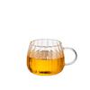 Hohe Borosilikat-Spitzen-Teetasse mit vertikalen Streifen - Hitzebeständiges Glas mit Henkel für Zuhause oder Büro.