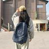 Leopard Print Denim Backpack Student Schoolbag Women Lightweight Backpack