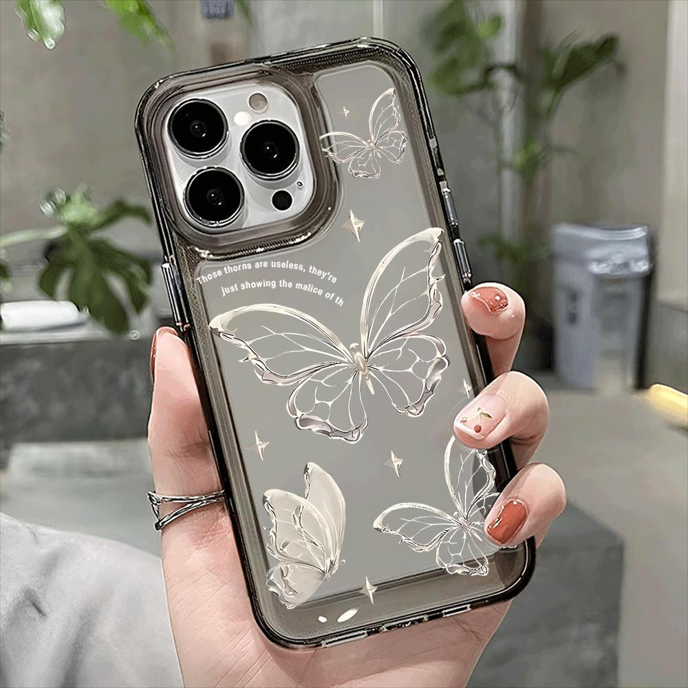 Butterfly pattern transparent case,suitable for iPhone 16 Pro Max 13 12 11 X XR XS Max 7 8 14 15 Plus series