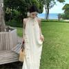 Summer New Elegant Flower Neck Pleated A-Line Loose Dress