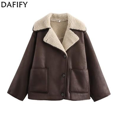 Damenmode, lässig, einfarbig, Herbst-Winter, langärmelig, POLO-Ausschnitt, Jacken und Mäntel