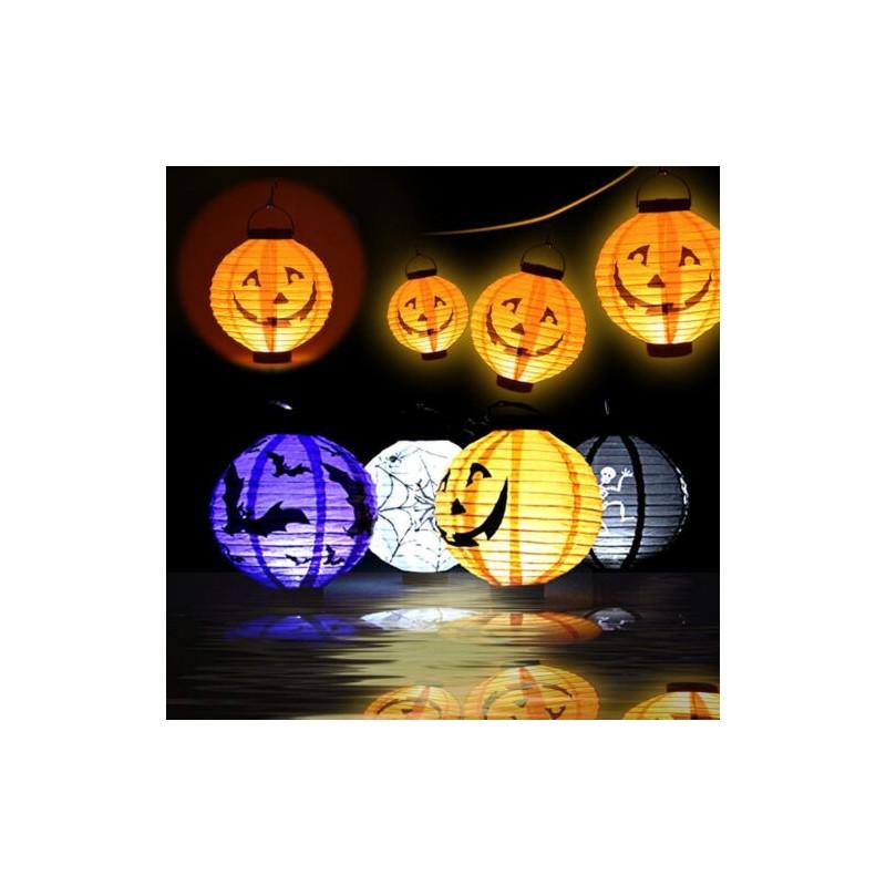 Versatile Led Paper Pumpkin Lantern Featuring Spider And Bat For Festive Halloween Atmosphere