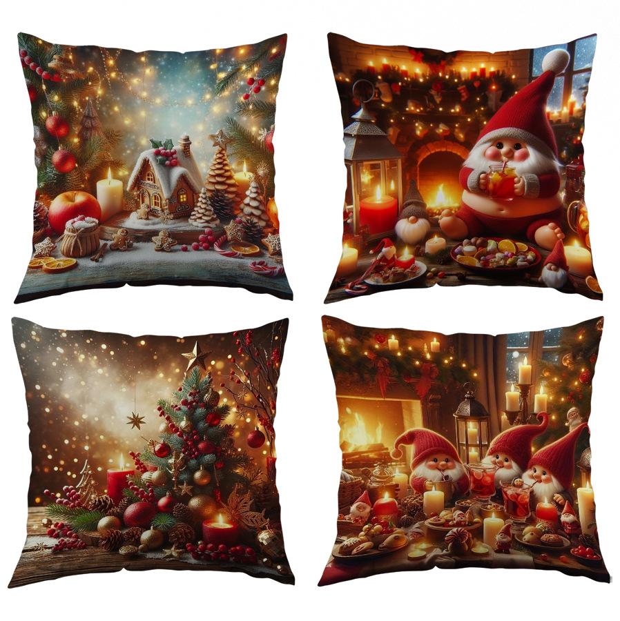 2D Printed Christmas Pillowcase New Holiday Decoration Living Room Sofa Bedroom Cushion Printed Pillowcase