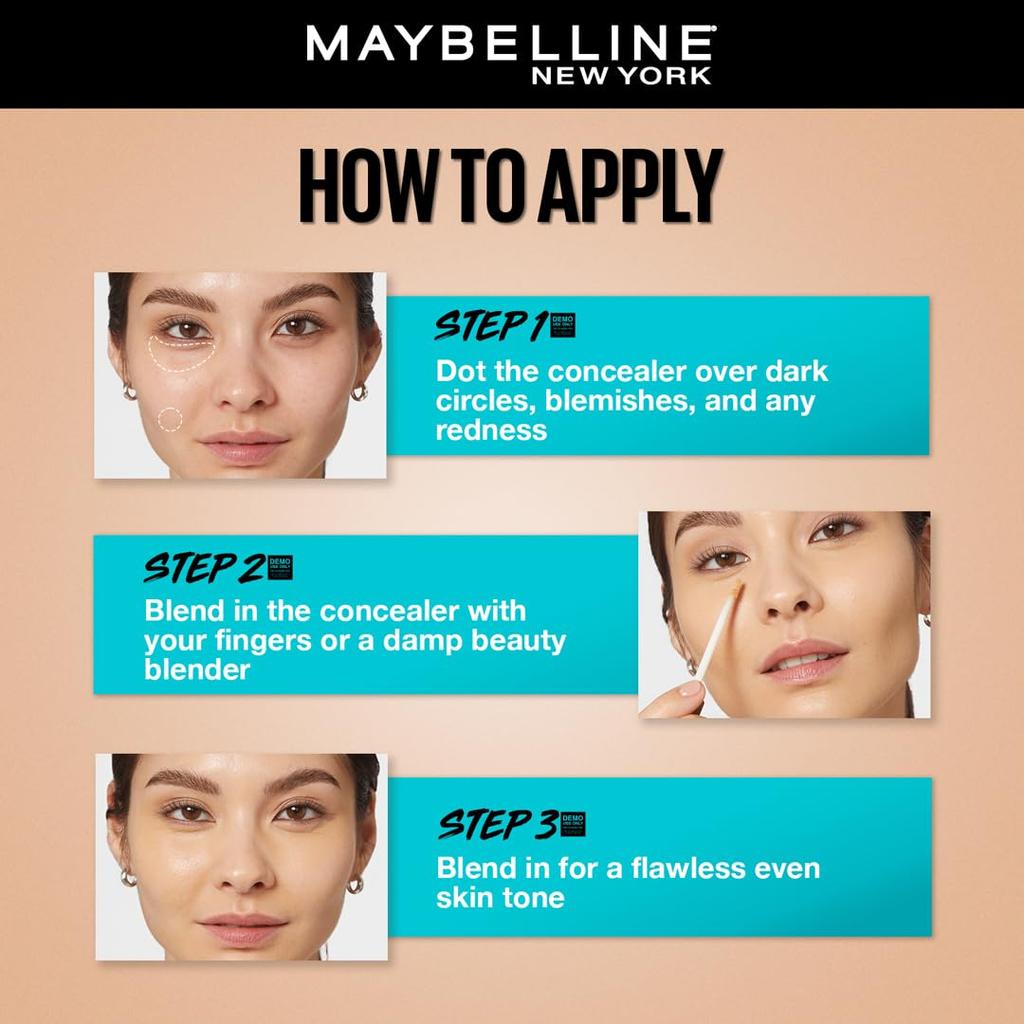 Maybelline Korektor New York Fit Me Makijaż w Płynie Pełne Krycie Matowe Wykończenie 10, 6,8ml Jasny Odcień Beztłuszczowy Długotrwały Naturalny Wygląd