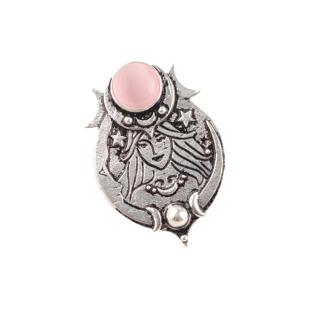 925 Sterling Silver Natural Pink Cat's Eye Gemstone Pendant Friendship Day Gift CP-22-36