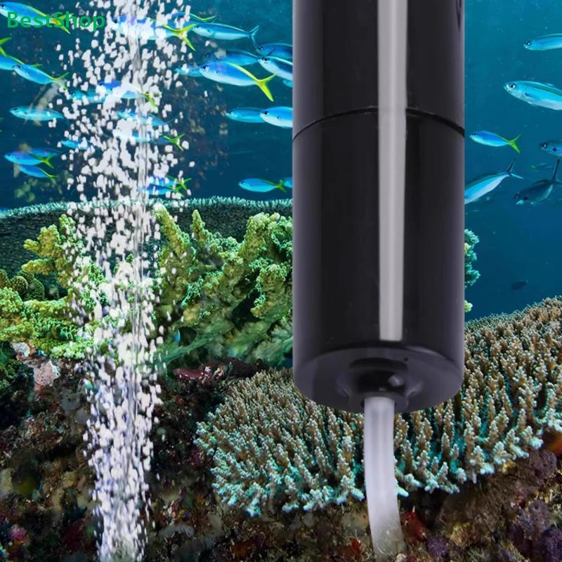 Silent USB Aquarium Air Pump - Ultra-Quiet Oxygen Pump with Air Stone & Tube for Fish Tank, Pure Copper Motor Long-Life Design