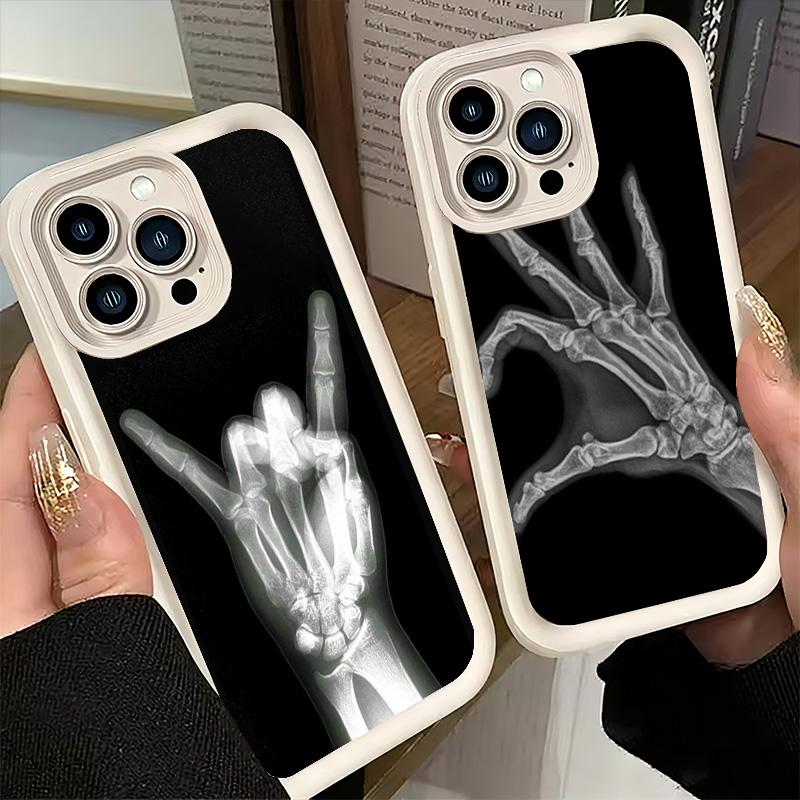 Phone Case for iPhone 17 Air 16E 15 16 Pro Max Funny X-Ray Hand Bones Cover 14 Plus 13 12 Mini Soft Shell Silicone Fundas