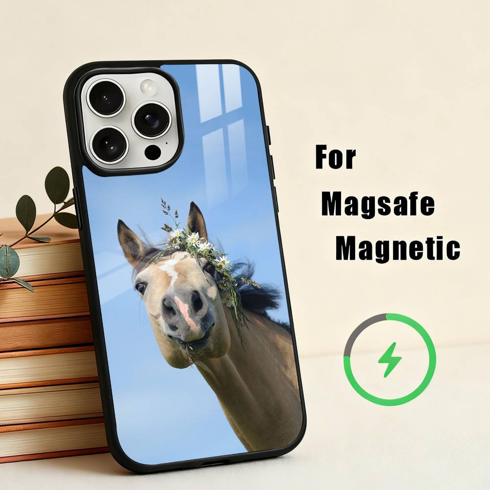 Funny Art Horse Animal   Phone Case For iPhone17,16,15,14,13,12,11 Plus,Pro Max Magnetic For Magsafe Wireless Charging