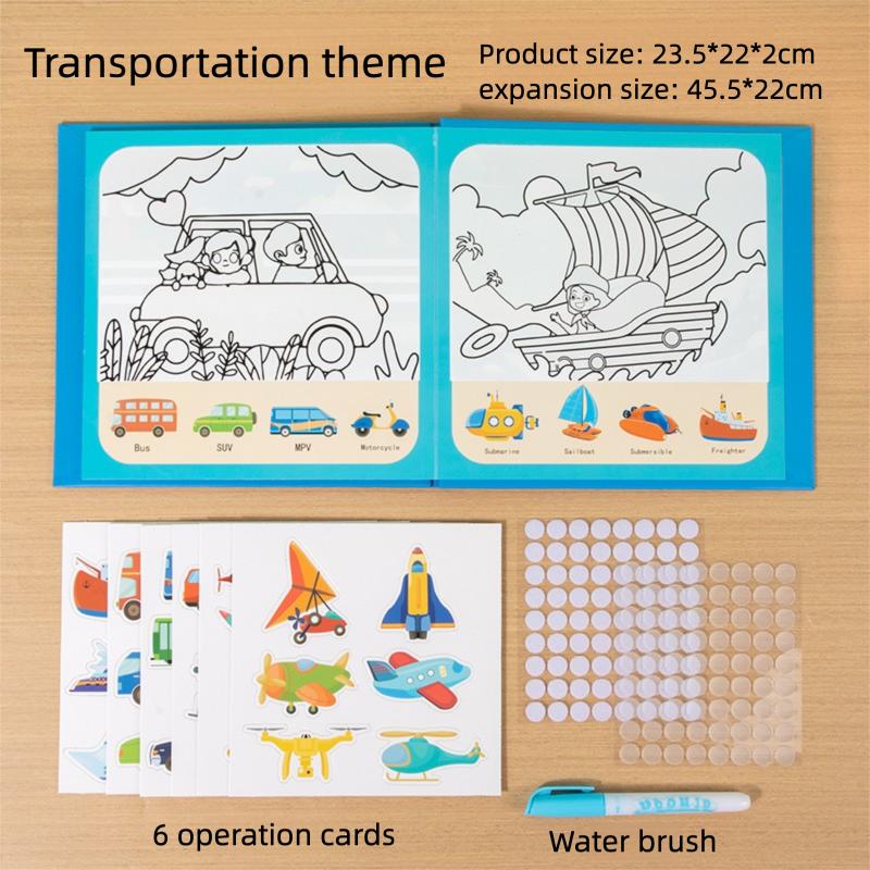 2-in-1 Children's Early Learning Toy: Water-based Drawing Book, Allows Repeated Drawing and Painting (Quiet Activity Book)