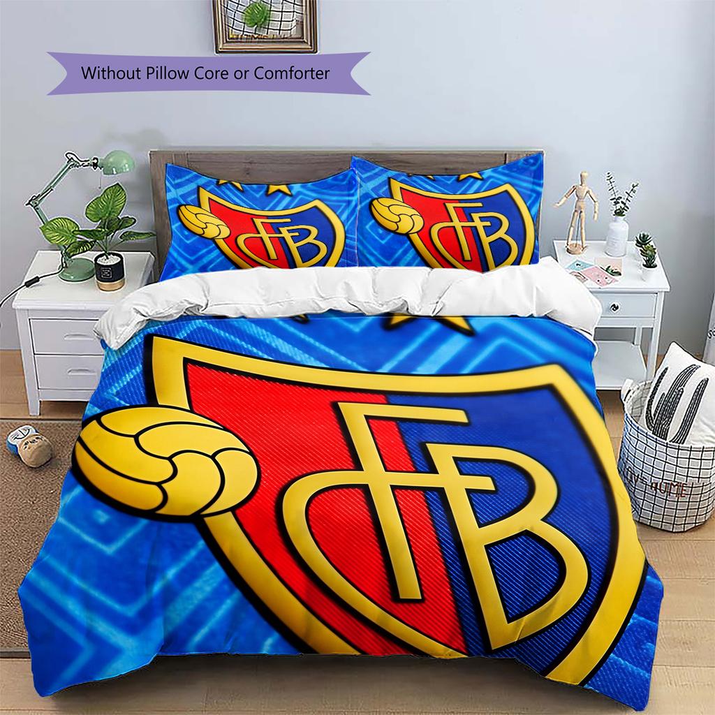 FC Basel Vzorované povlečení Domácí dekorace Narozeninový dárek (1 * povlak na peřinu + 2 * povlak na polštář, bez jádra)