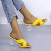 Transparente Seltsame High Heels Sandalen Damen Sommer 2024 Übergröße 43 Geflochtene Damen Hausschuhe Mode Gelb Offene Zehen Pantoletten