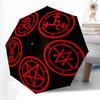 "Red Occult Symbols Circular Sticker, Mystical Protection Amulet" Umbrella, Cute Umbrella with Cute Design, Portable 3-Fold Compact Umbrella for Men &