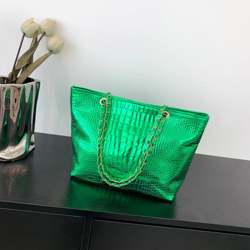 

Chic Street Style Fashion Pu Tote Bag For Women Soft Large Shoulder Bag зелений