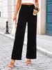 Women's High Waist Elastic Casual Pants with Button and Pockets