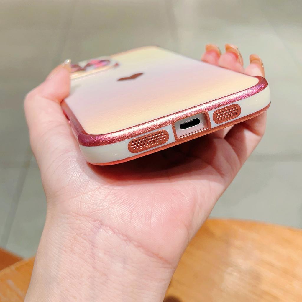 For iPhone 16 Pro Case Dazzling Design Electroplating Heart Pattern TPU Phone Cover
