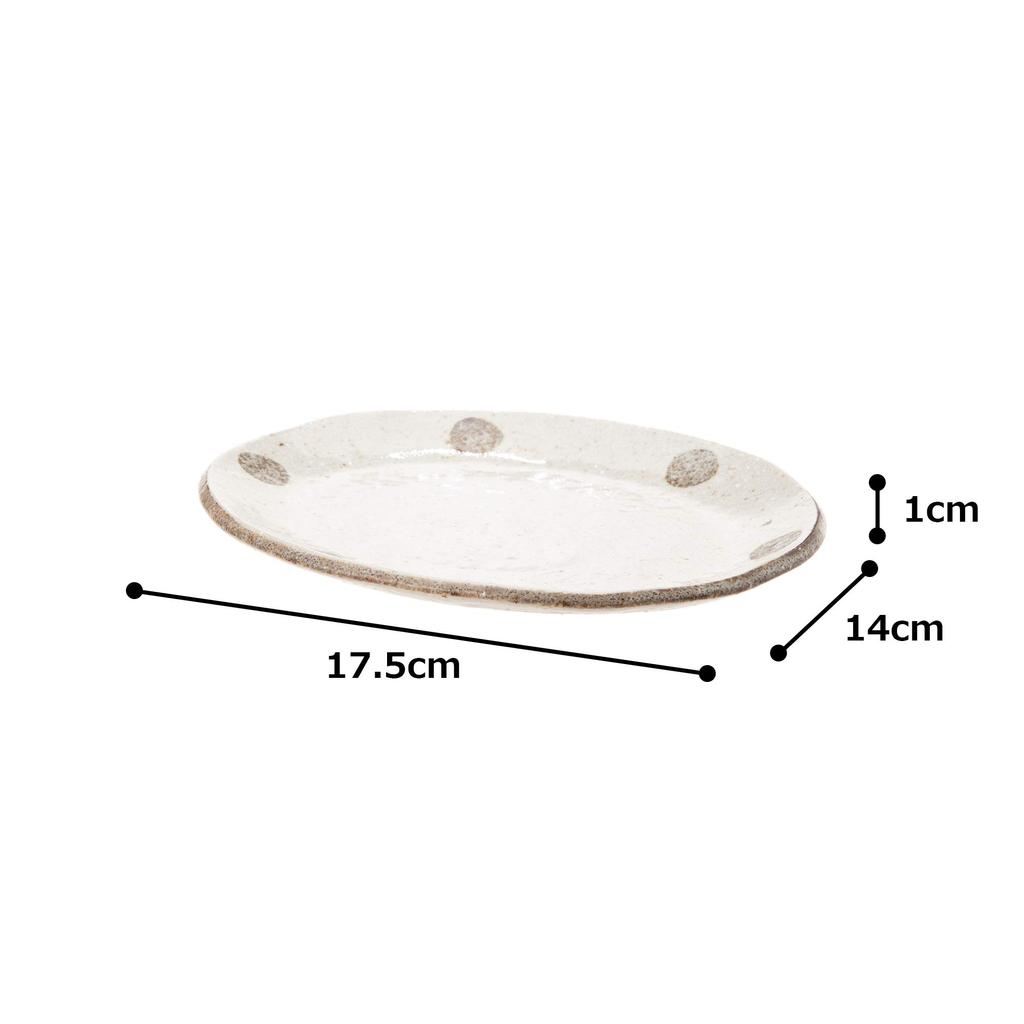 Mino Ware Polka Dot White Karatsu Oval Plate K52025
