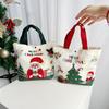1 Pcs Christmas Gift Bags With Santa Claus Reindeer & Snowman Designs Durable Canvas Tote Bags Party Candy Bag Gift Bag Bulk