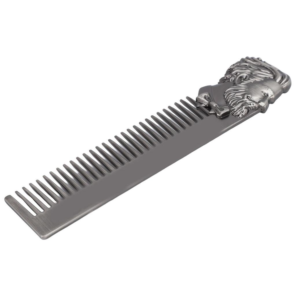 Pettine per Capelli e Barba in Lega di Zinco Portatile Incisione Tridimensionale Vintage per Salone di Bellezza Casa