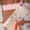 6pcs/set Retro Aesthetic Floral Stencils Scrapbook Journal Stencils for Painting Mini Portable Wall Plastic Stencil Templates