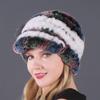 Wintermütze für Damen, warm, Rex-Kaninchenhaar, gestricktes Fell, Entenzungenmütze