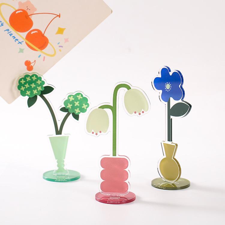 Acrylic Cartoon Flower Sticky Note & Photo Holder Desk Ornament