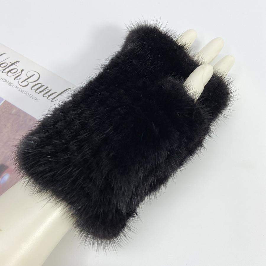 Real Mink Fur Fingerless Gloves for Women Girls Natural Fur Knitted Mittens Warm Soft Luxury Winter Gloves